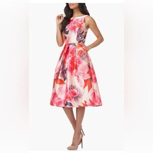 Kay Unger Floral Midi Dress